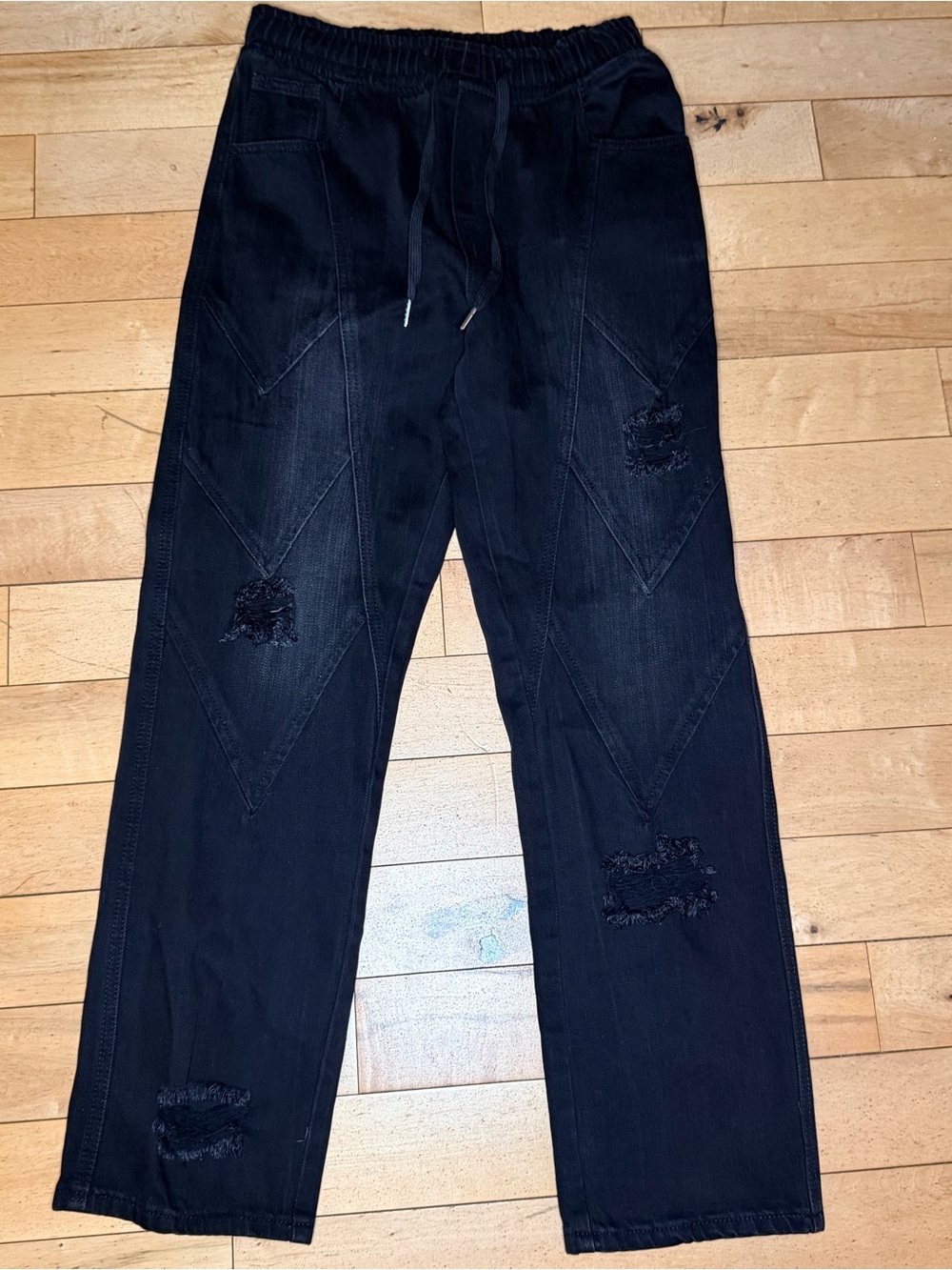 Watson Black Distressed Jogger Style Denim Jeans Men's Size 32